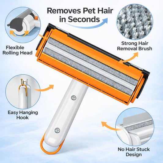 Pet Hair Remover for Furniture, Reusable Pet Hair Removal Tool, Self Cleaning Fur Remover for Couch, Carpet, Rugs, Bedding & Car Seats, Dog & Cat Hair Remover, Reusable lint Roller