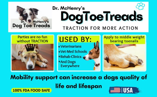 Dr. McHenry's Dog Toe Treads, Set of 24, Adhesive, Cleaning Brush, Increased Traction, Dog Mobility Support, X-Large Kit- Weight: 60-150 lbs. 1.6 oz.