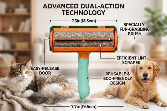 Tomby Reusable Pet Hair Remover Roller for Dog & Cat Hair, Lint Roller for Furniture, Couch, Carpet, Car, Rugs & Bedding, No Sticky Sheets, Easy Cleaning, Portable