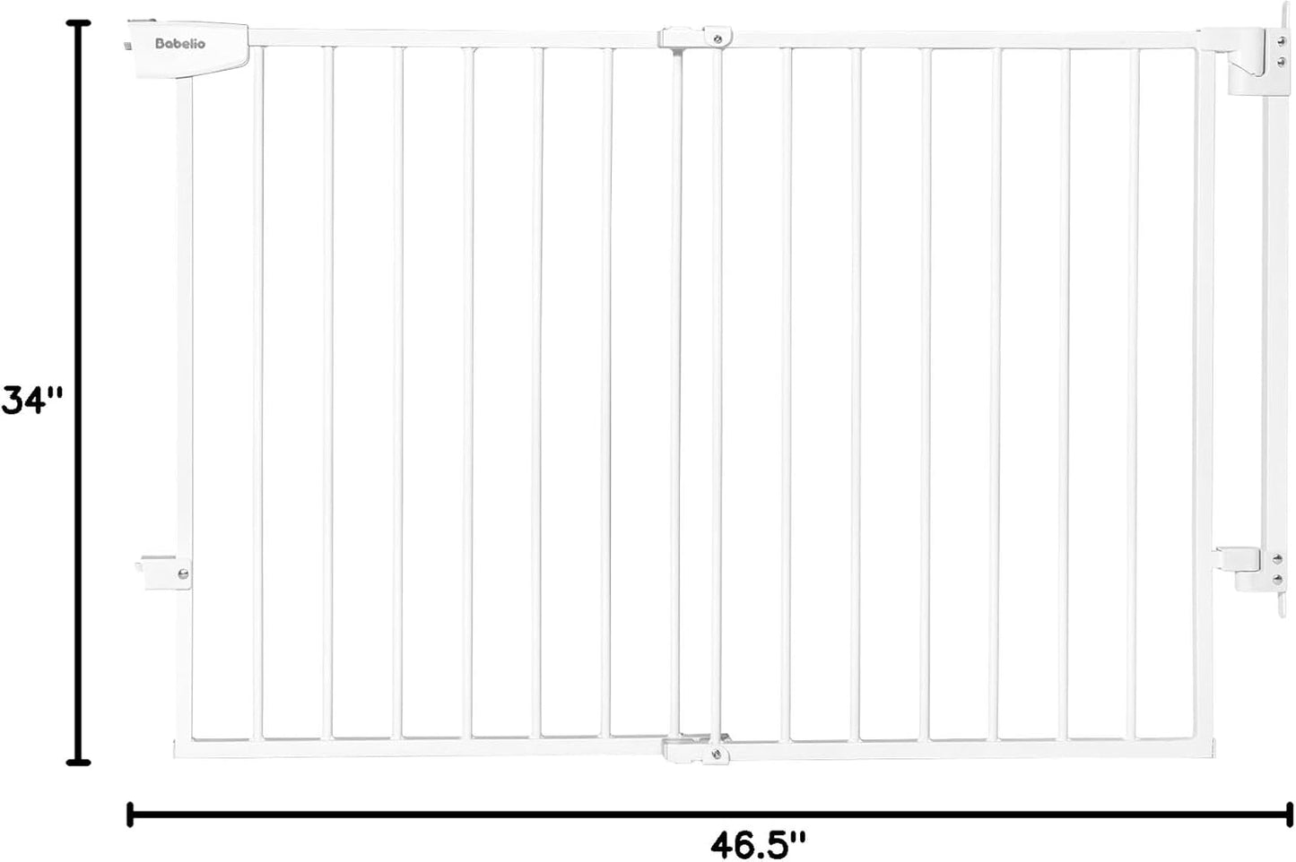 Babelio 29.7-46.5" No Bottom Bar Baby/Dog Gate for Stairs, House and Doorways, Auto Close Safety Pet Gates with Large Walk Thru Door, Hardware Mount, Black