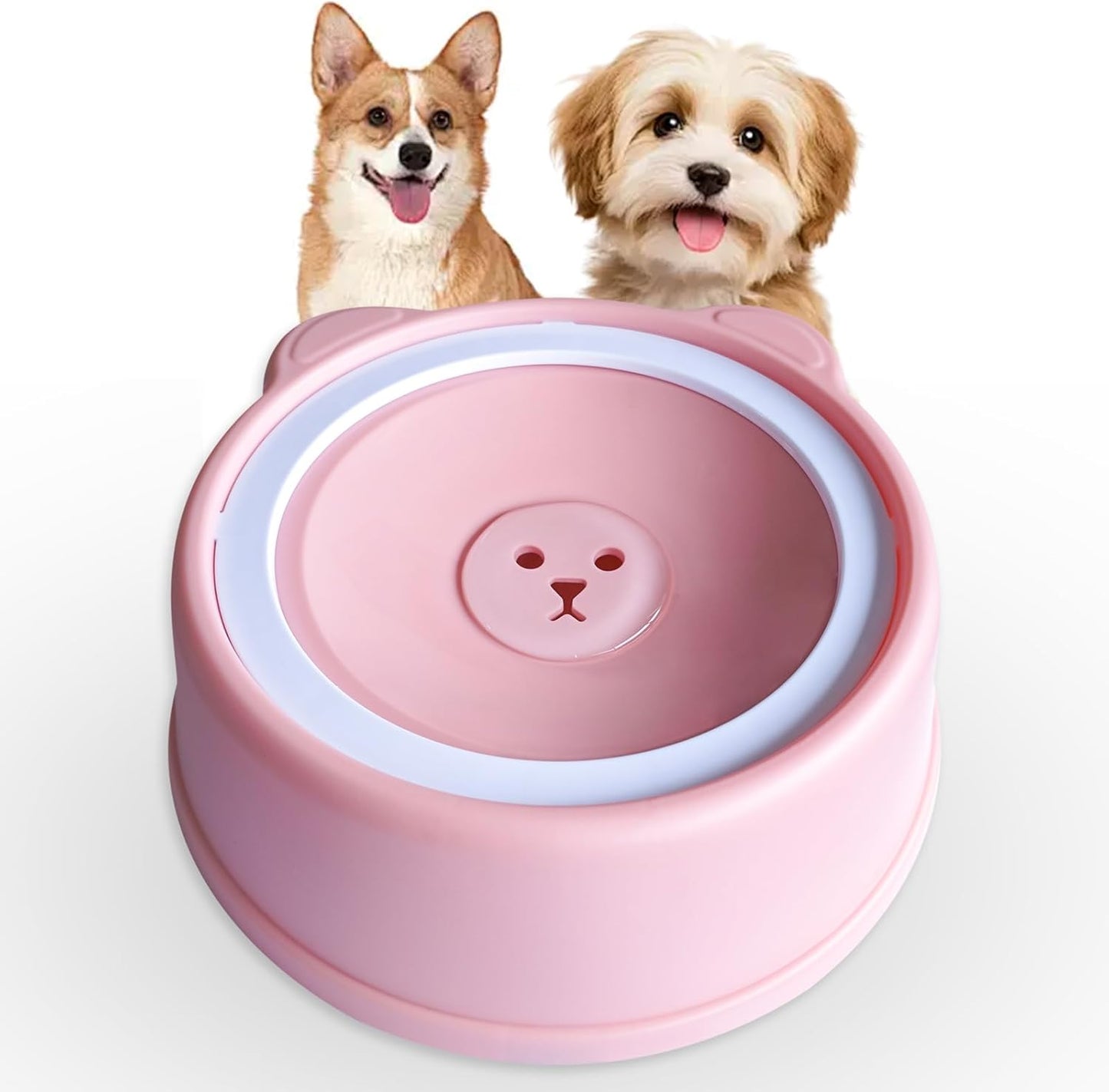 No-Spill Dog Water Bowl for Large Medium Small Dogs and Cats - Anti-Splash Pet Bowl with Floating Disk & Non-Skid Base, 34oz/1L Large Capacity (Blue)