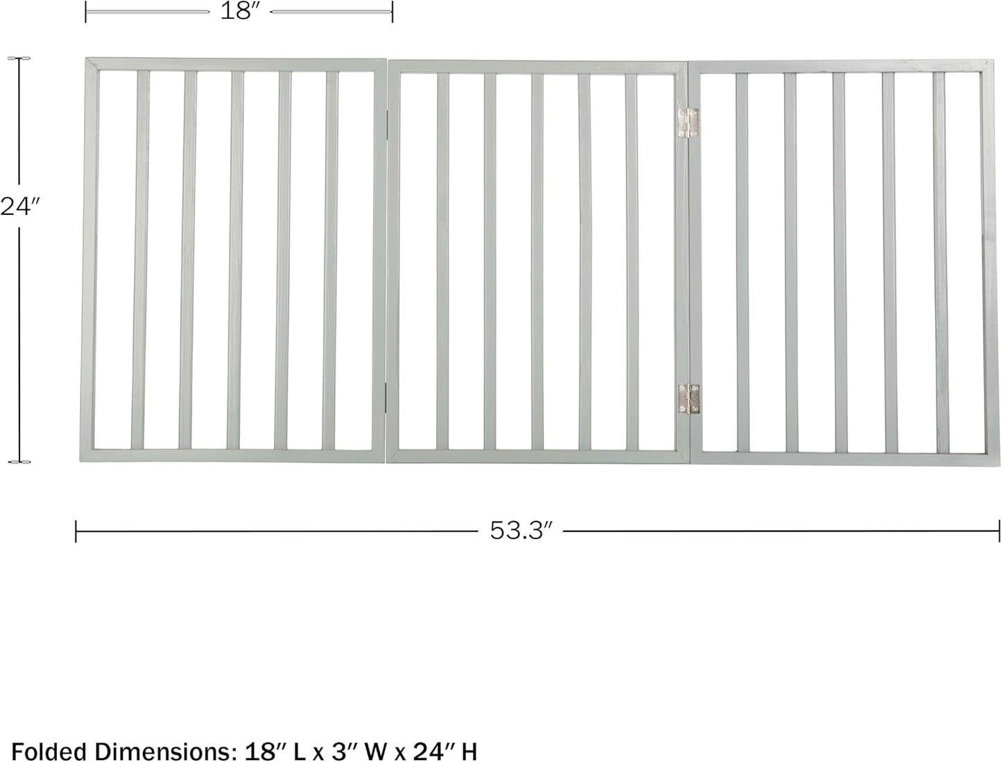 Pet Gate - 3-Panel Indoor Foldable Dog Fence for Stairs, Hallways, or Doorways - 54x24-Inch Retractable Wood Freestanding Dog Gates by PETMAKER (Gray)