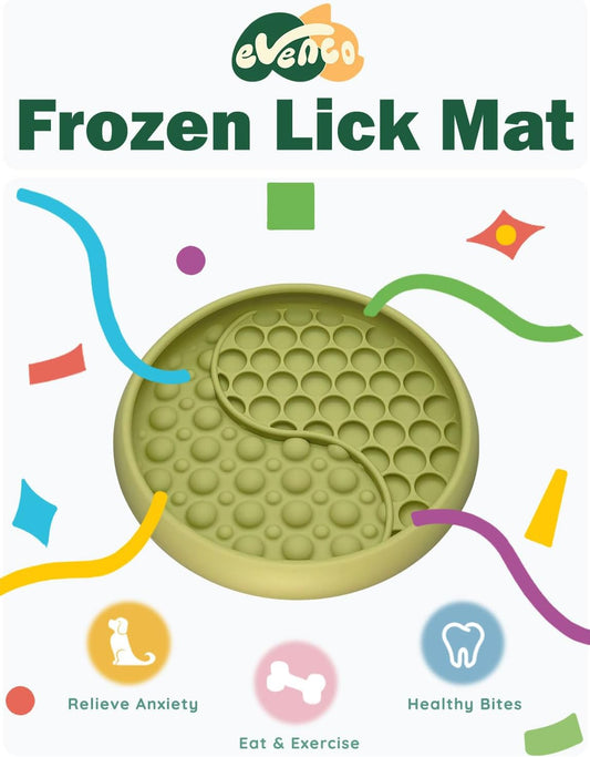 Lick Mat for Dogs, Silicone Slow Feeder Licking Mat with Non-Slip Suction Cups, Freeze-Friendly Lick Bowl for Enrichment Play, Anxiety Relief & Keeps Busy (8.0" x 1.4" Light Blue)