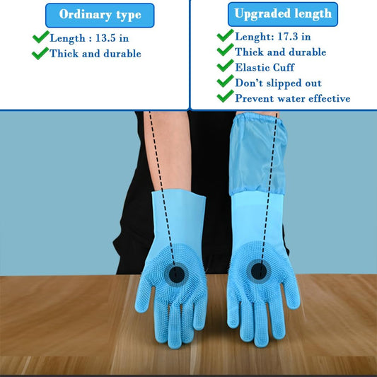 Pet Grooming Gloves Pet Hair Remover Cat, Dog Washing Gloves Silicone Heat Resistant Cleaning Gloves with High-Density Teeth Grooming Gloves for Dogs, Cats, Horses, Rabbits (1 Pair - Gray)