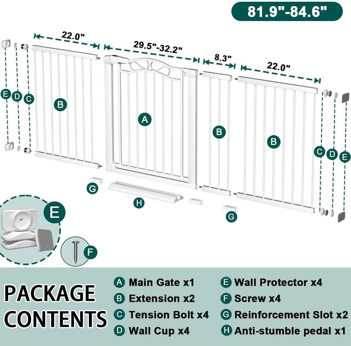 Fairy Baby 68.1"-70.8" Extra Wide Press Mounted Baby Gate Indoor for Kids Or Pets Walk Thru No Drill Long Dog Gates for The House Doorway Child Safety Gate