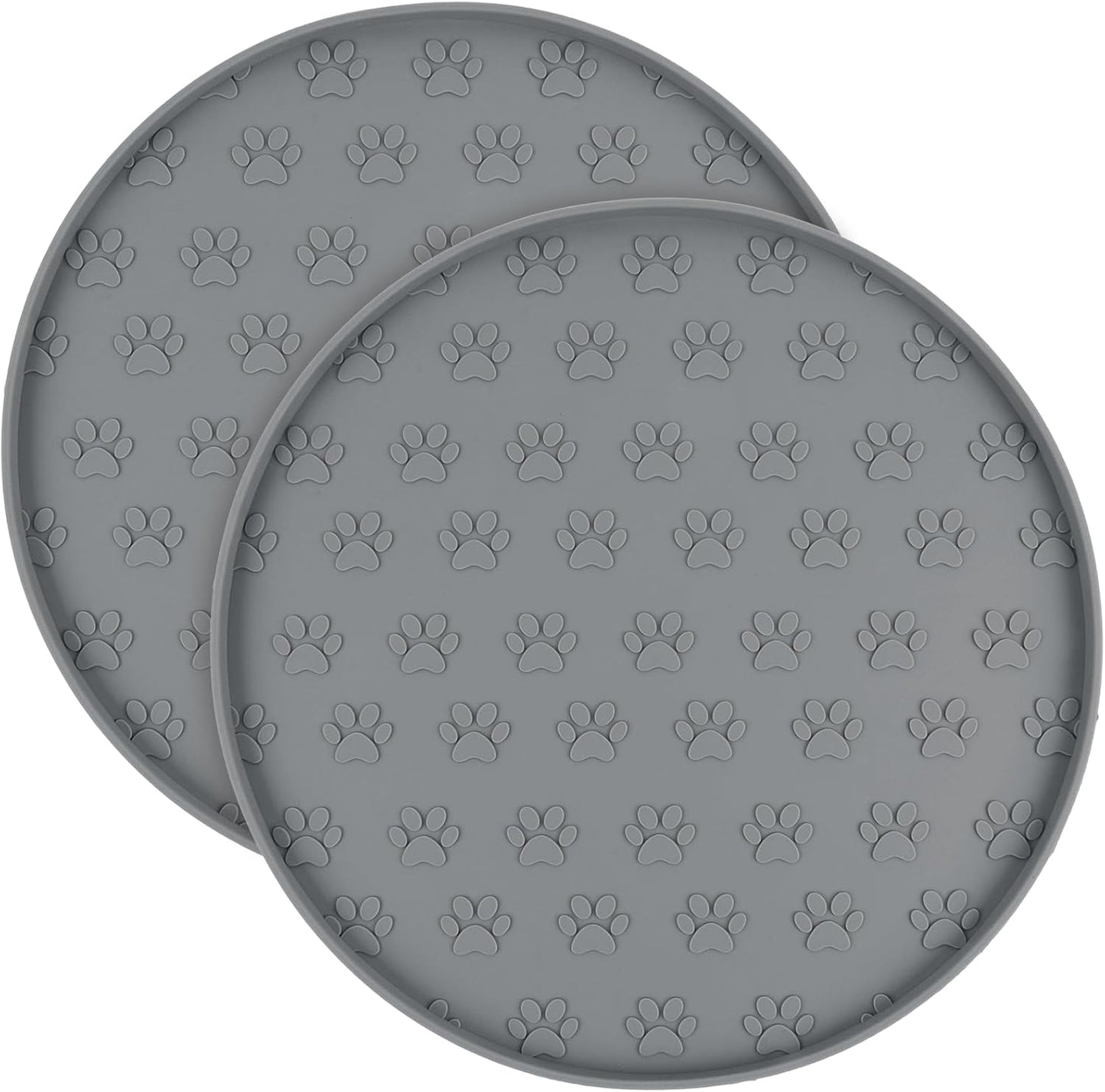 SUNLAND Silicone Dog Food Mat, Pet Feeding Mat for Food and Water, Waterproof Non-Slip Cat Feeding Bowl Mat with Raised Edge, Prevents Residue from Spilling onto The Floor Grey