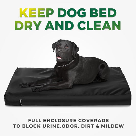 PAWFINITY Waterproof Dog Bed Cover Replacement Washable, Easy to Clean, Pet Hair Resistant, Heavy Duty Oxford, Zipper Closure, Indoor/Outdoor Use, Fits 36 Inch Dog Crate - Large, 34x22x3.5, Black