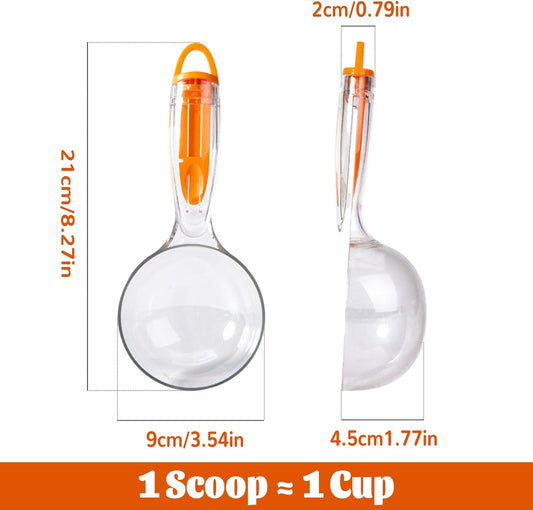 Dog Food Scoop 1 Cup, Dog Food Measuring Cup with Detachable Handle, 3-in-1 Multi-Function Scoop for Cats Dogs(1 Pack)