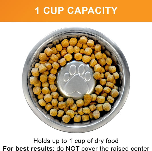 Neater Pet Brands Stainless Steel Slow Feed Dog Bowl for Fast Eating Large Breed, Metal Slow Feeder Dog Bowl Fits in Large Neater Feeders, for Puppy or Dogs (>40 lbs), 3 Cup Food Capacity