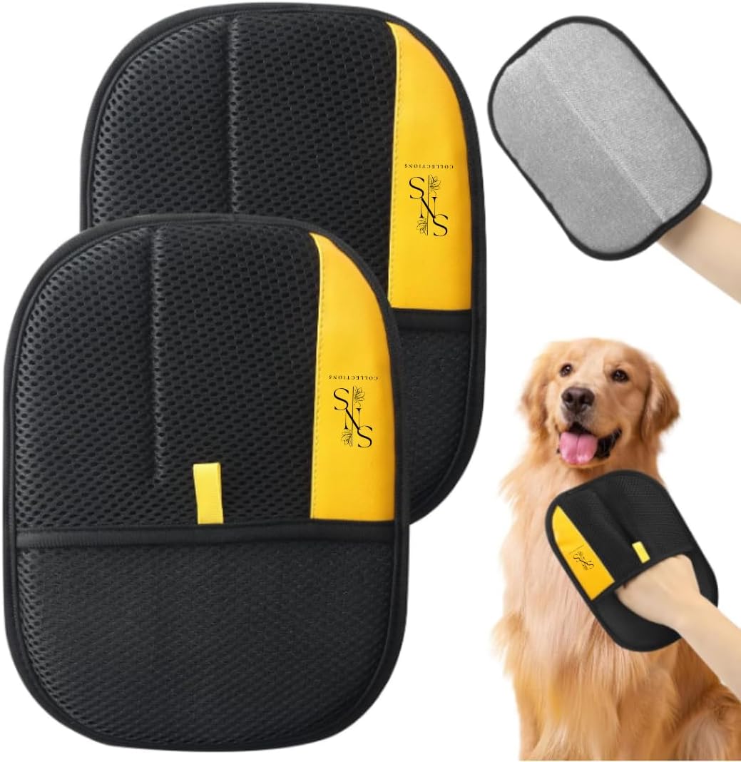 Pet Hair Removal Gloves for Dogs and Cats - Upgraded Reusable Electrostatic Grooming Glove - Easy Pet Hair Remover for Furniture - Clothing Carpet & Car Seats (1)