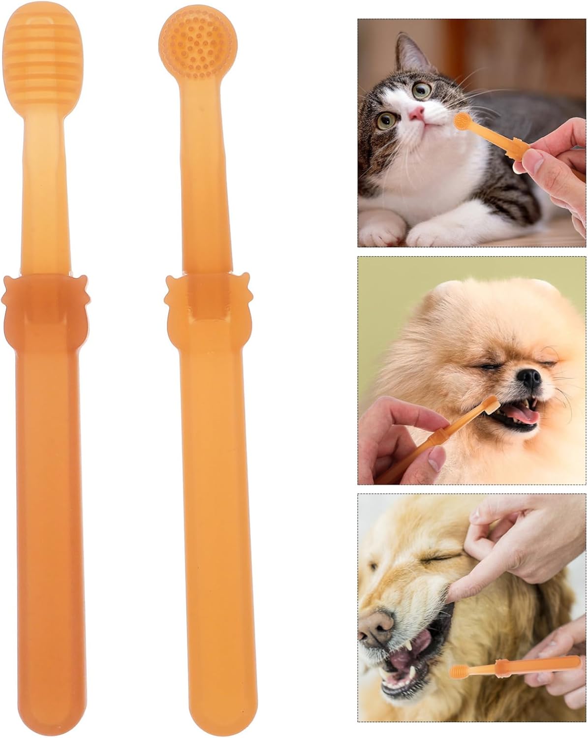1Set Silicone Toothbrush for Cats and Dogs Double-Headed Pet Toothbrush Kit Soft Material for Gentle Cleaning for Small Dogs and Puppies Promotes Oral Health