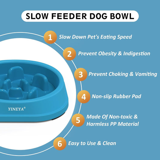 YINEYA Slow Feeder Dog Bowls, Pet Supplies that Slow Down Eating, Pet Food Bowls, Maze Dog Puzzle Feeder for Medium Breed