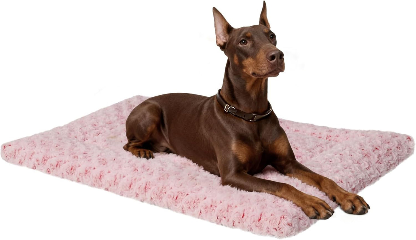 Washable Dog Bed Mat Ultra Soft Dog Crate Pad Comfy Fluffy Pet Kennel Beds Sleeping Mattress for Large Jumbo Medium Small Dogs, 36 x 23 Inch, Gray