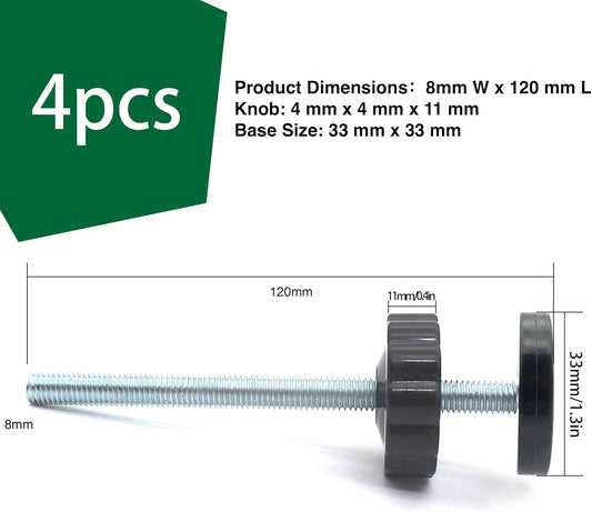 Vmaisi 4 Pack 8MM Baby Gate Threaded Spindle Rod, Replacement Hardware Parts Kit for Pet & Dog Pressure Mounted Safety Gates - Extra Long Wall Mounting Accessories Screws Rods Adapter Bolts Black