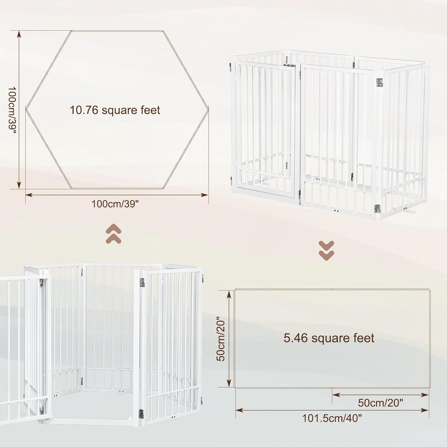 Metal Freestanding Dog Gate with Door, Extra Wide 81", 31" Height Foldable Dog Gates for Doorways, Tall Pet Fence Indoor Pet Gates, 4 Panels Pet Barrier for Stairs Hallways, Black