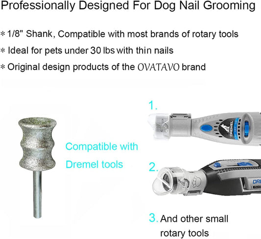 Diamond Rotary Grinder Bits for Dog - Pet Nail Grinder Attachment - 1/8" Replacement Grinder Wheel for Dremel - Pet Nail File & Clippers for Medium Large Dogs (XL)