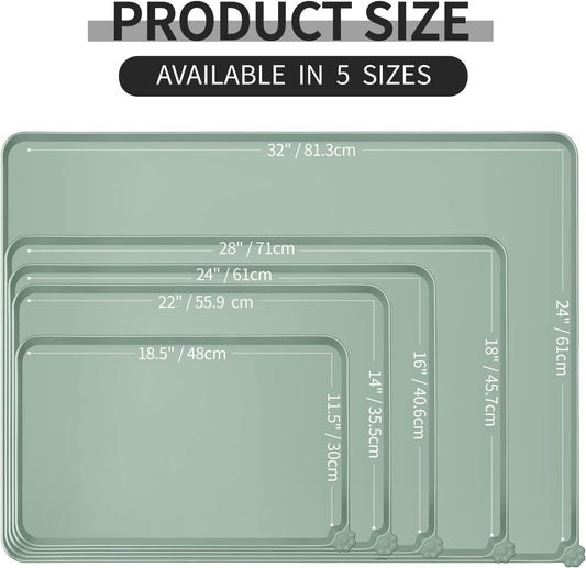 Reopet Waterproof Pet Feeding Mat, Non-Slip Silicone Placemats for Dog Cat Food and Water Bowl, High Raised Edges to Prevent Spills and Protect Floors