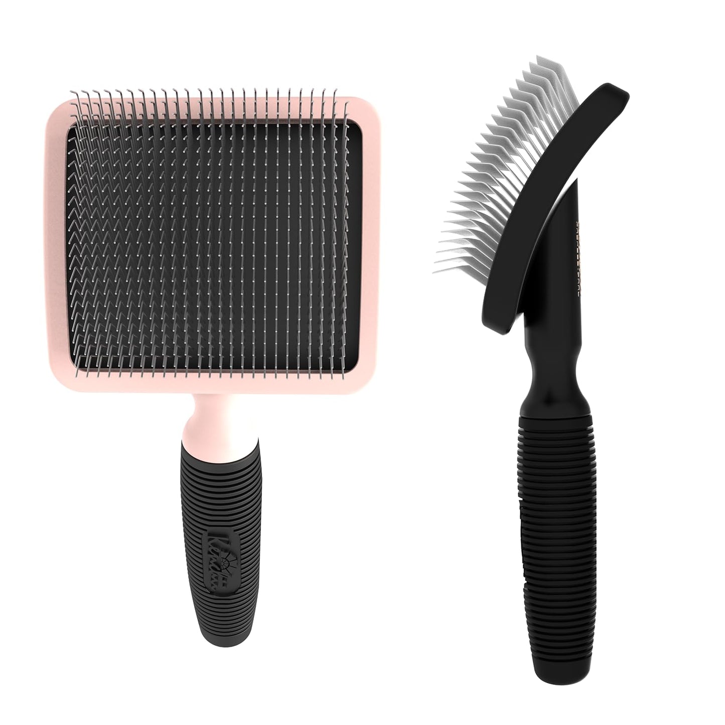 Kenchii Long Pin Slicker Brush for Dogs (Poodles, Doodles, Goldendoodles, Labradoodles), Professional Grooming Brush for Detangling, Fluffing & Dematting, Non-Slip Comfort Handle (Black)