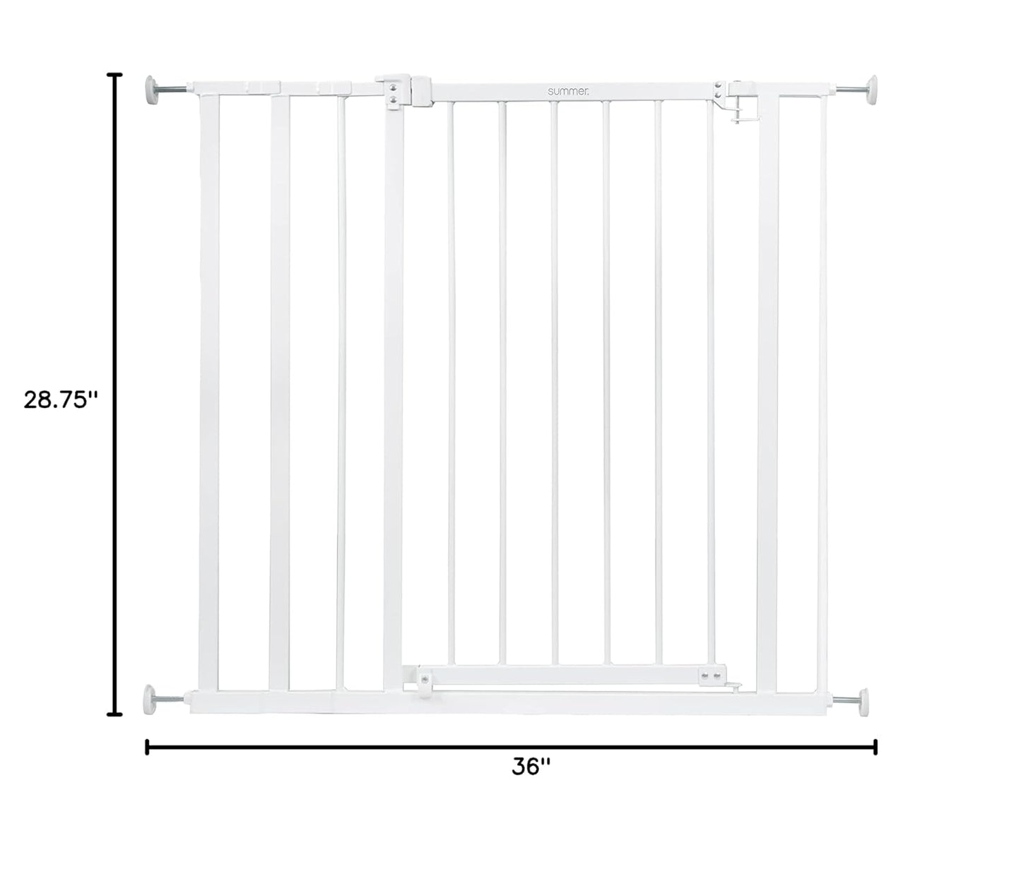Summer Infant Everywhere Extra Tall & Extra Wide Pet and Baby Gate, 28.75" - 39.75" Wide, 36" Tall, Pressure and Hardware Mounted, Install In-Between Rooms, Doorways and Stairways - White Metal