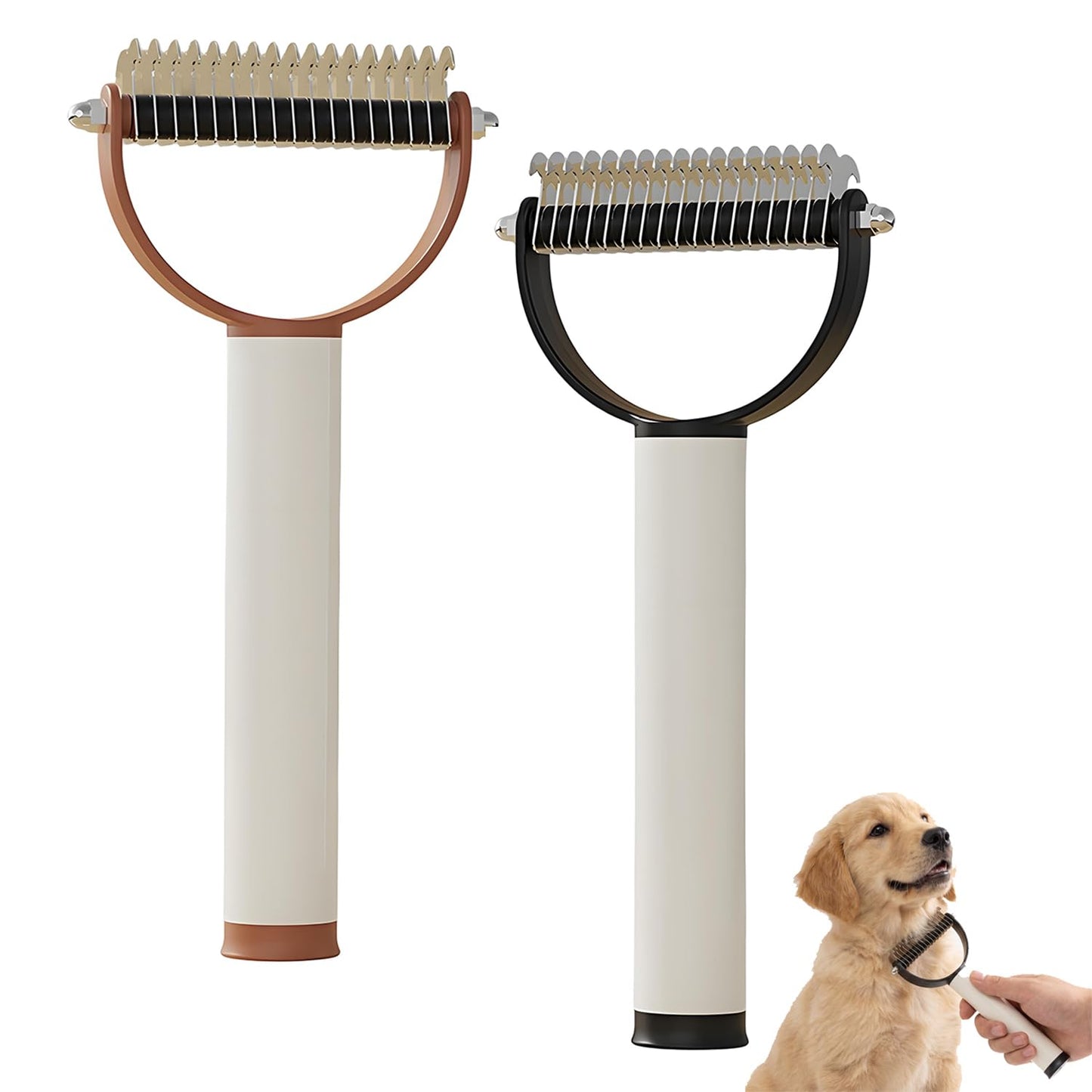 Pet Pro Grooming Tool for Dogs, Deshedding Dog Brush & Undercoat Rake for Dogs, Double-Sided Pet Grooming Brush for Shedding, Tangles & Loose Fur (Mix-2pc)
