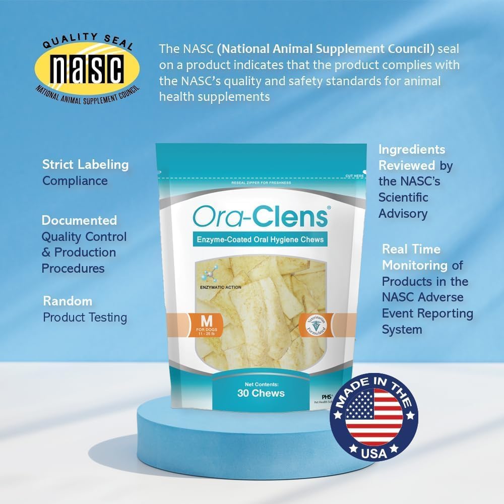 Oral Hygiene Chews for Small Dogs-Enzymatic Dental Treats for Daily Oral Care, Cleans Teeth and Freshens Breath, Reduces Plaque, Bacteria and Tartar Build Up Without Brushing-30 Chews
