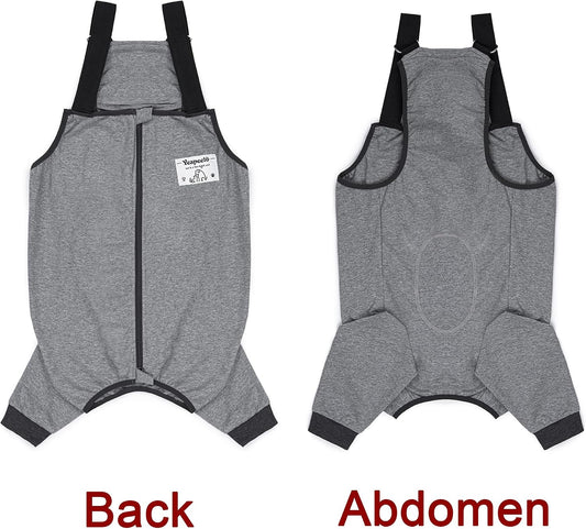 Dog Recovery Suit for Hid Leg, Soft Stretchy Pants for Hip Thigh Wound Protective Sleeves to Prevent Licking (Grey, 4XL(Reference Weight 50-70 lbs))