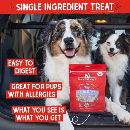 Freeze-Dried Raw Lamb Heart Dog Treats - Single Ingredient, No Additives - Premium Training Treats - Perfect For Picky Eaters - 3oz Bag