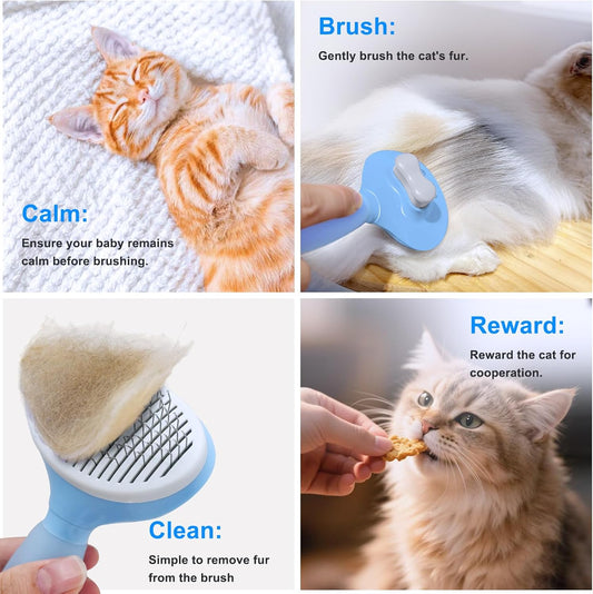 Cat Hair Brush,Cat Brush for Shedding,Soft Silicone Self Cleaning Brushes for Short and Long Haired Cats for Grooming and Shedding