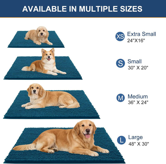 OLANLY Dog Door Mat for Muddy Paws 30x20, Ultra Absorbent Chenille Mud Doormat, Non-Slip Washable and Dirt Trapping Doormat for Indoor Entryway, Quick-Dry Indoor Pet Bed Mats for Dogs, Grey - Colors B