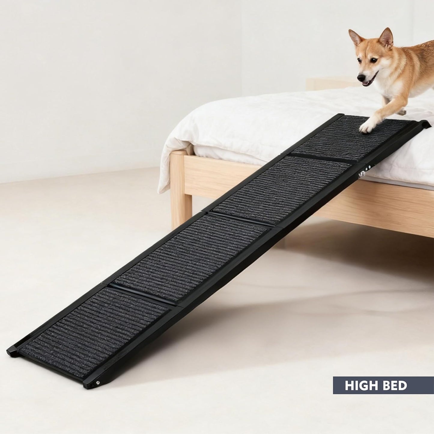 Folding Dog Ramp for Car 71" Long & 19" Wide Portable Pet Ramps with Non-Slip Rug Surface, Outdoor Dog Car Ramp for Large Dogs, SUV Car & Truck, Dog Steps Up to 250LBS