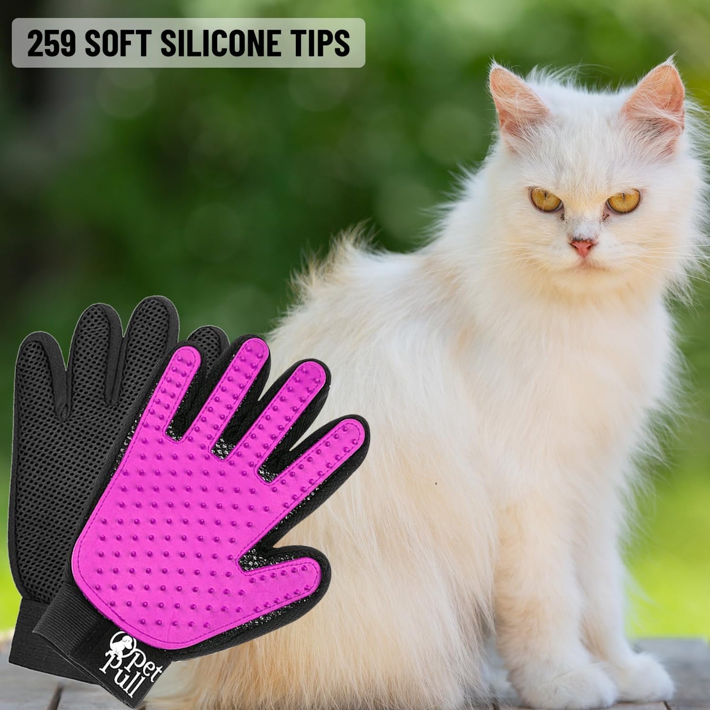 Pet Grooming Gloves with 259 Silicone Tips - Pet Hair Removal Tool Gentle Shedding Dog Washing Gloves - Deshedding Brush Hair Remover Mitts for Dogs & Cats for Long and Short Hair (Green)