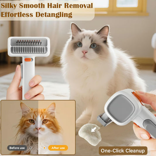 2-in-1 Pet Self-Detangling & Grooming Comb - Cats & Dog Dematting Brush & Undercoat Rake, Gentle Undercoat Rake & Brush for Long or Short Hair, Removes Mats, Tangles & Loose Fur, Ultimate Care (1Pcs)