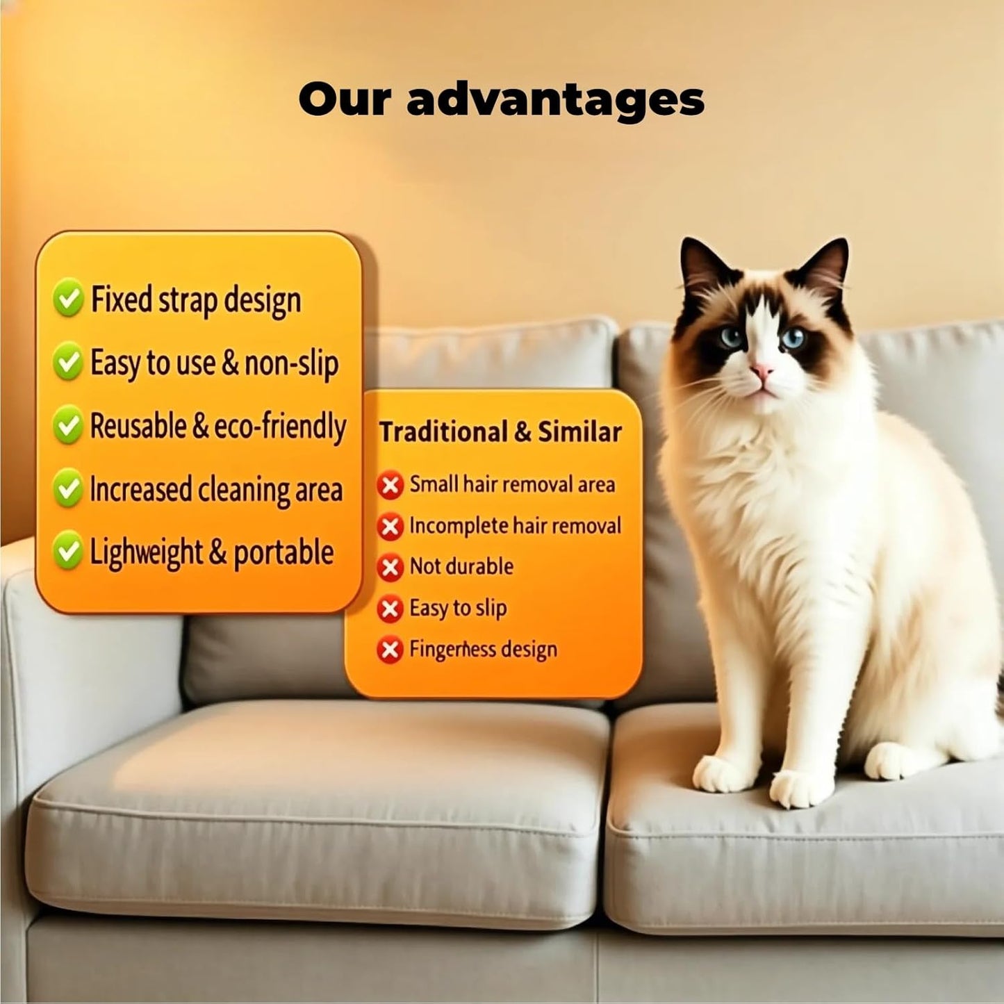 Pet Hair Removal Glove for Dogs & Cats, Newly Upgraded Reusable Electrostatic Pet Hair Glove, Magic Brush Pet Hair Remover Comes with Nail clippersTool for Clothing, Couch, Carpet, Car Seat