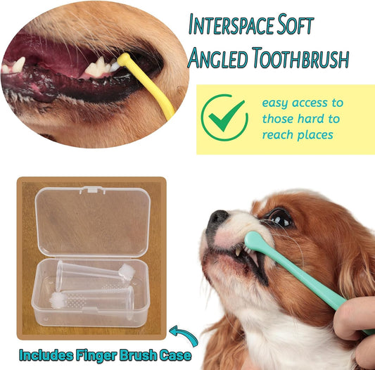 E.M&S.T by Emmeliestella Small Dog & Cat Toothbrush Kit,Micro Head, Kitten Toothbrush, Finger Brush, Starter Kit, Round & Pointed Design, Pet Dental Care, Soft Bristles, Multi-Angle, Deep Clean, 5PCS