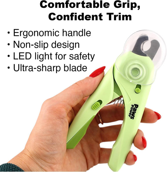 Cat Nail Clipper & Small Dog Nail Clippers with LED Light - Illuminates Nails & Bloodline for Safe, Easy Trimming - Extra Sharp, Avoid Over-Cutting - Essential Cat Supplies, White