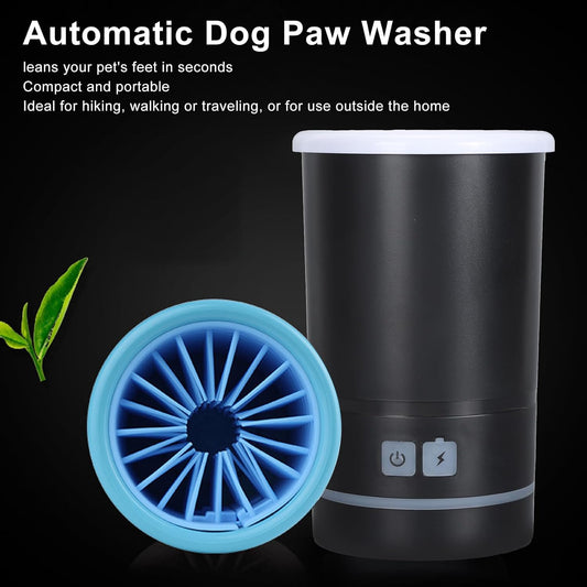 Automatic Dog Cleaner, Soft Electric Washer USB Rechargeable Portable Cleaner Cup, Dog Foot Cleaning Machine for Small to Medium Dogs Cats (White Blue)