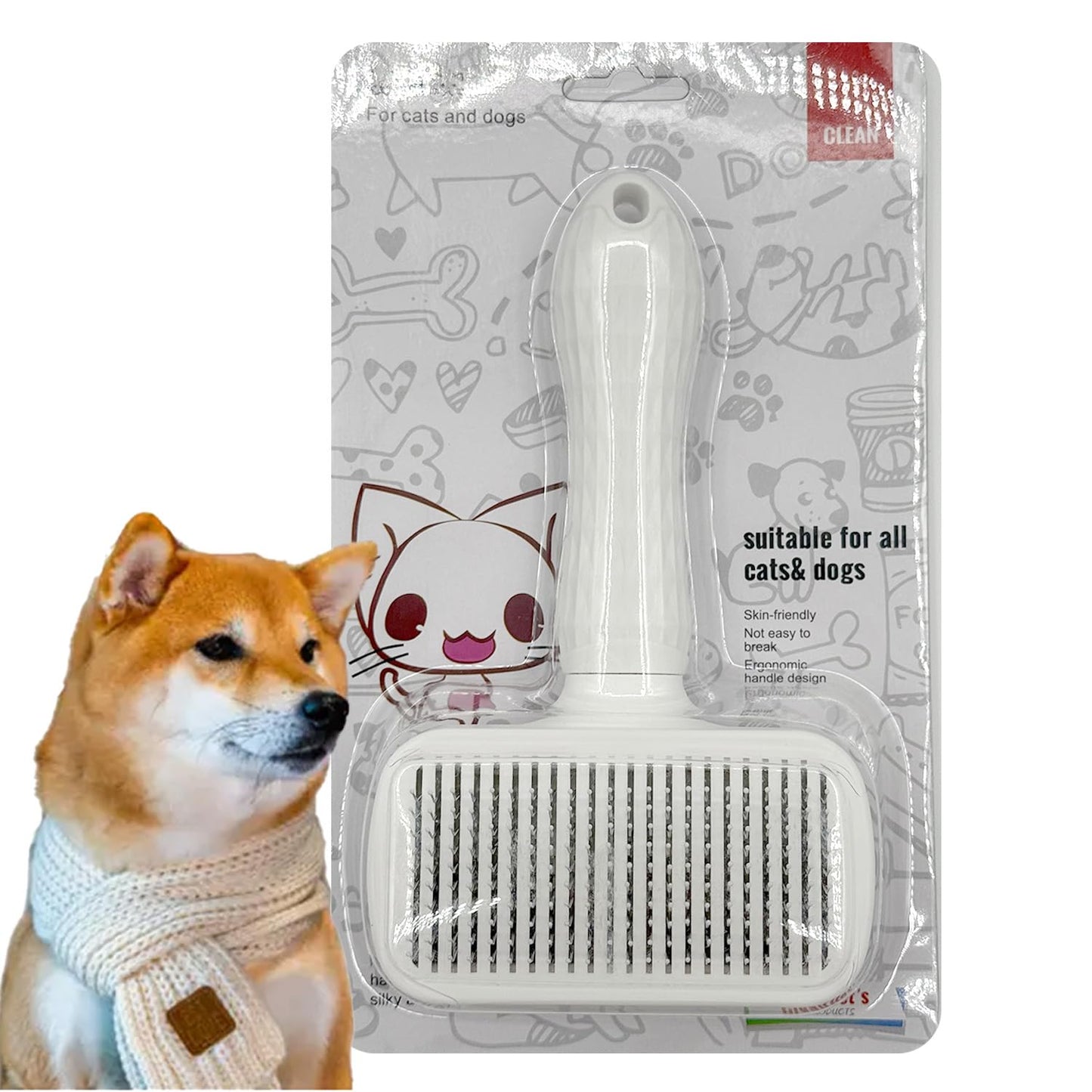 Self-Cleaning Slicker Brush, Dog Cat Bunny Pet Grooming Shedding Brush, Easy to Remove Loose Undercoat, Pet Massaging Tool Suitable for Pets with Long or Short Hair (Black)