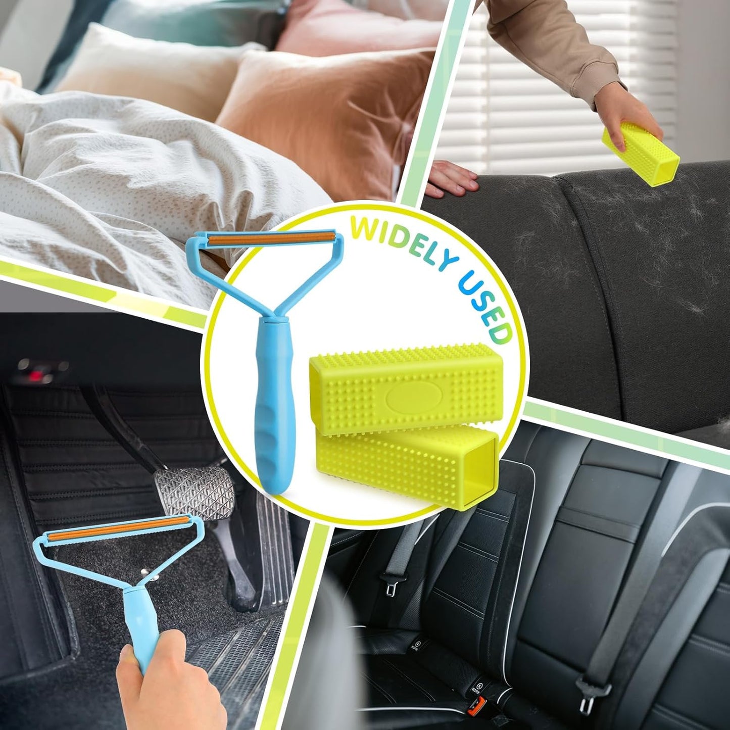 Honeydak 3 Pieces Hair Remover Tool Dog Hair Remover Pro Silicone Cleaner Brush Roller Fuzz Hairball Brush for Carpet Rake, Car Mat, Couch, Pet Bed, Clothes