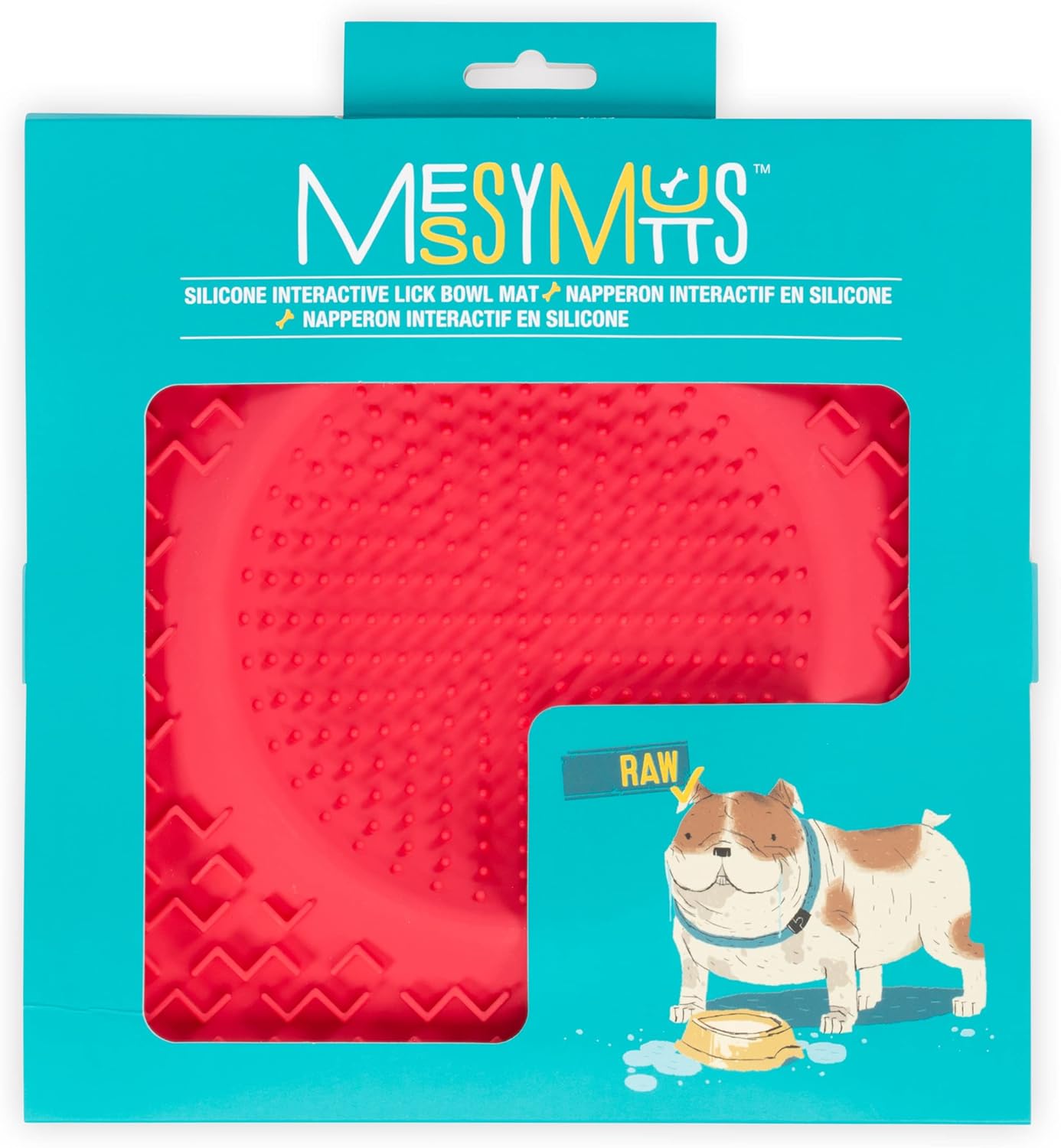 Messy Mutts Silicone Therapeutic Licking Bowl Mat | 10" x 10" | Slow Feeder Mat for Boredom & Anxiety | Lick Pad for Dogs & Cats (Blue)