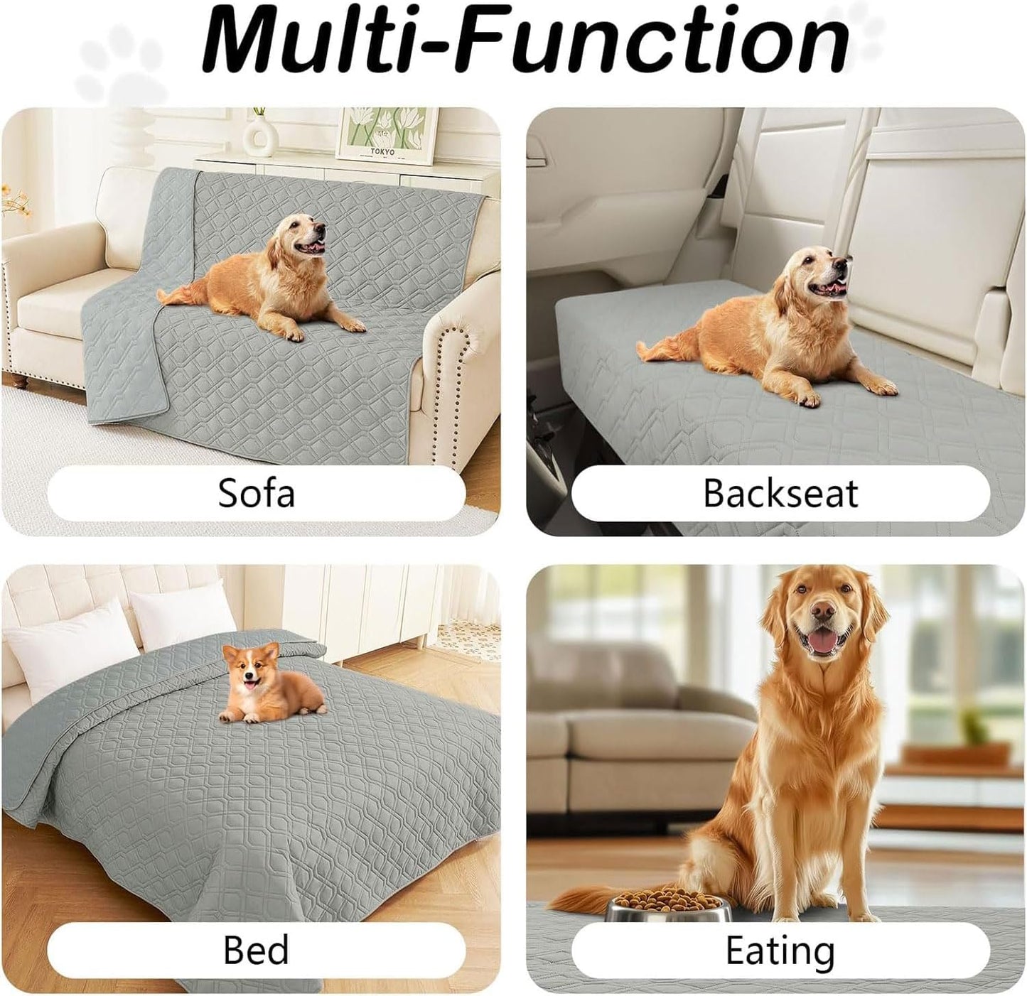 hyha Waterproof Dog Bed Blanket, Soft Pet Blankets, Waterproof Couch Cover for Dogs, Reversible Sofa Covers Washable for Furniture (30x70 Inch, Grey/Dark Grey)