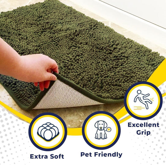 Muddy Mat® | Super Absorbent Door Mat Indoor, Microfiber Quick Dry Chenille Entryway Rug, Non-Slip Front Door Mat, Indoor Mats for Entryway, Machine Washable Pet Rug, Grey 30"x19" - Colors A