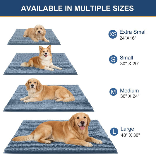 OLANLY Dog Door Mat for Muddy Paws 30x20, Ultra Absorbent Chenille Mud Doormat, Non-Slip Washable and Dirt Trapping Doormat for Indoor Entryway, Quick-Dry Indoor Pet Bed Mats for Dogs, Grey - Colors A