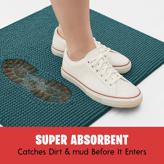 MudGuard Mat™ Dog Door Mat for Muddy Paws, Super Absorbent Microfiber, Non-Slip Indoor Mat, Quick Dry Chenille Mud Mat for Dogs & Entryway, Washable, Grey 19" x 30"