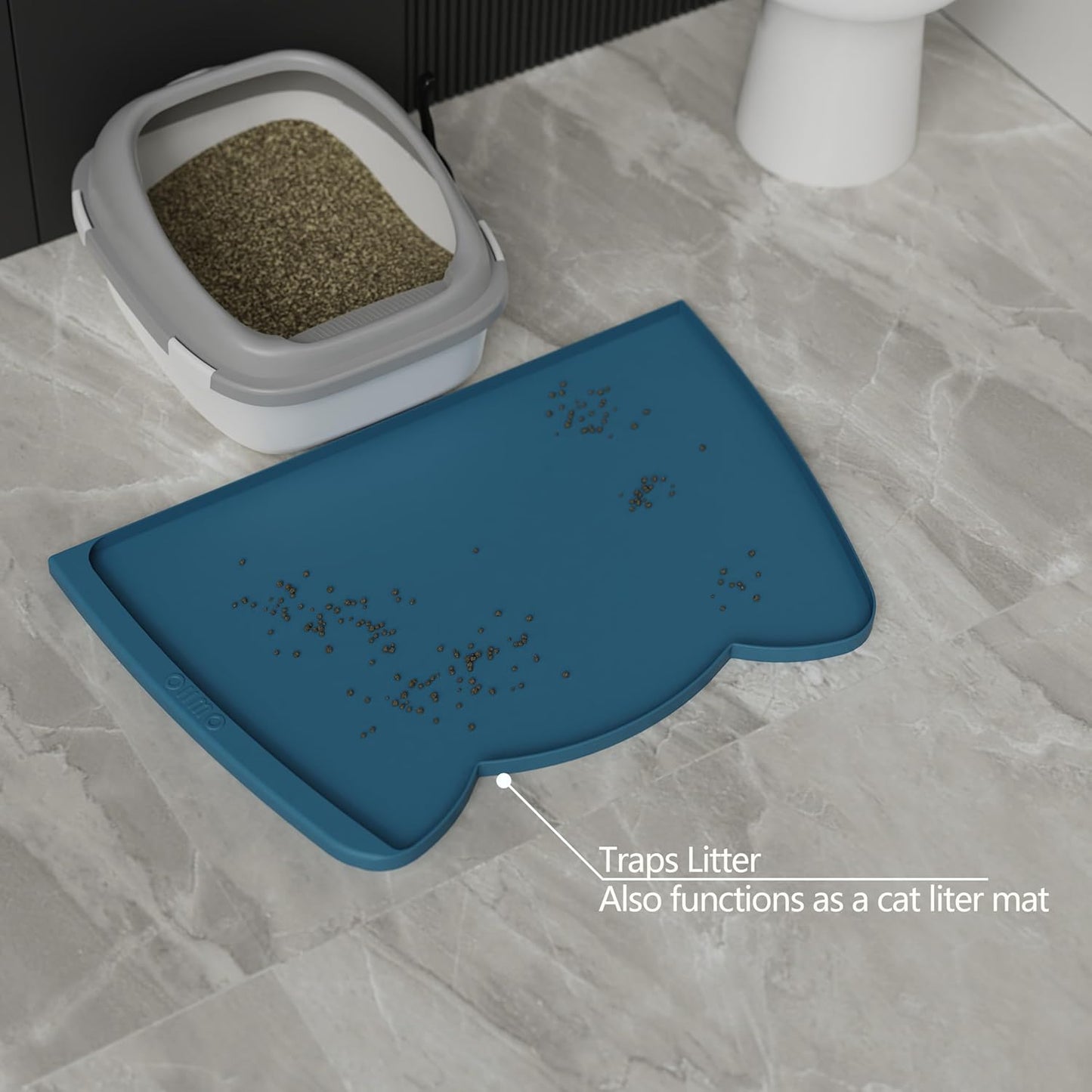 OHMO - Cat Food Mat, Silicone Pet Feeding Mat for Floor Non-Skid Waterproof Dog Water Bowl Tray, Easy to Clean Pet Placemat (Erythrinus, 18 * 9.8'')