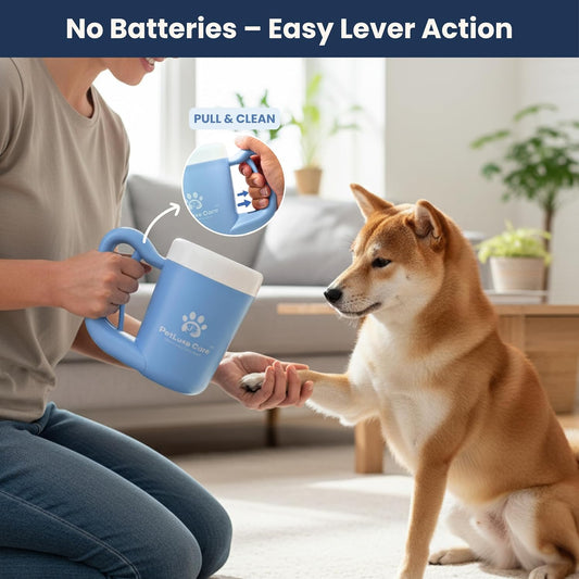Dog Paw Washer Kit - Includes Paw Cleaner Cup, Towel, Pet Bath Brush & Moisturizing Balm - Dog Foot Washer for Muddy Paws, ideal for Small & Medium Dogs (Blue, Small)