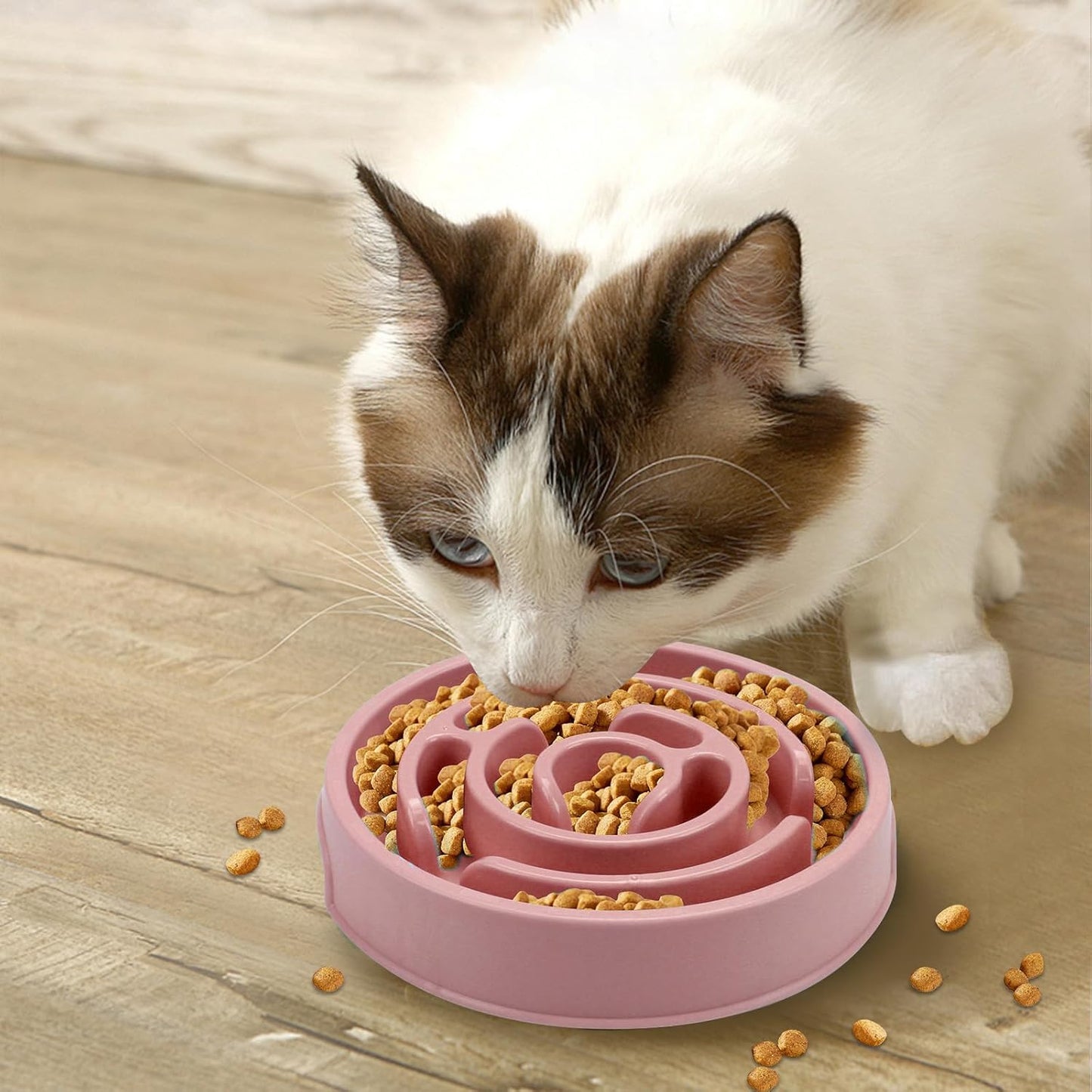 Ceramic Slow Feeder Dog Bowls with Anti-Slip, Slow Feeder & Non-Slip Design, Boredom and Anxiety Reducer, Suitable for All Breed Dogs and Cat (Ceramic-White)