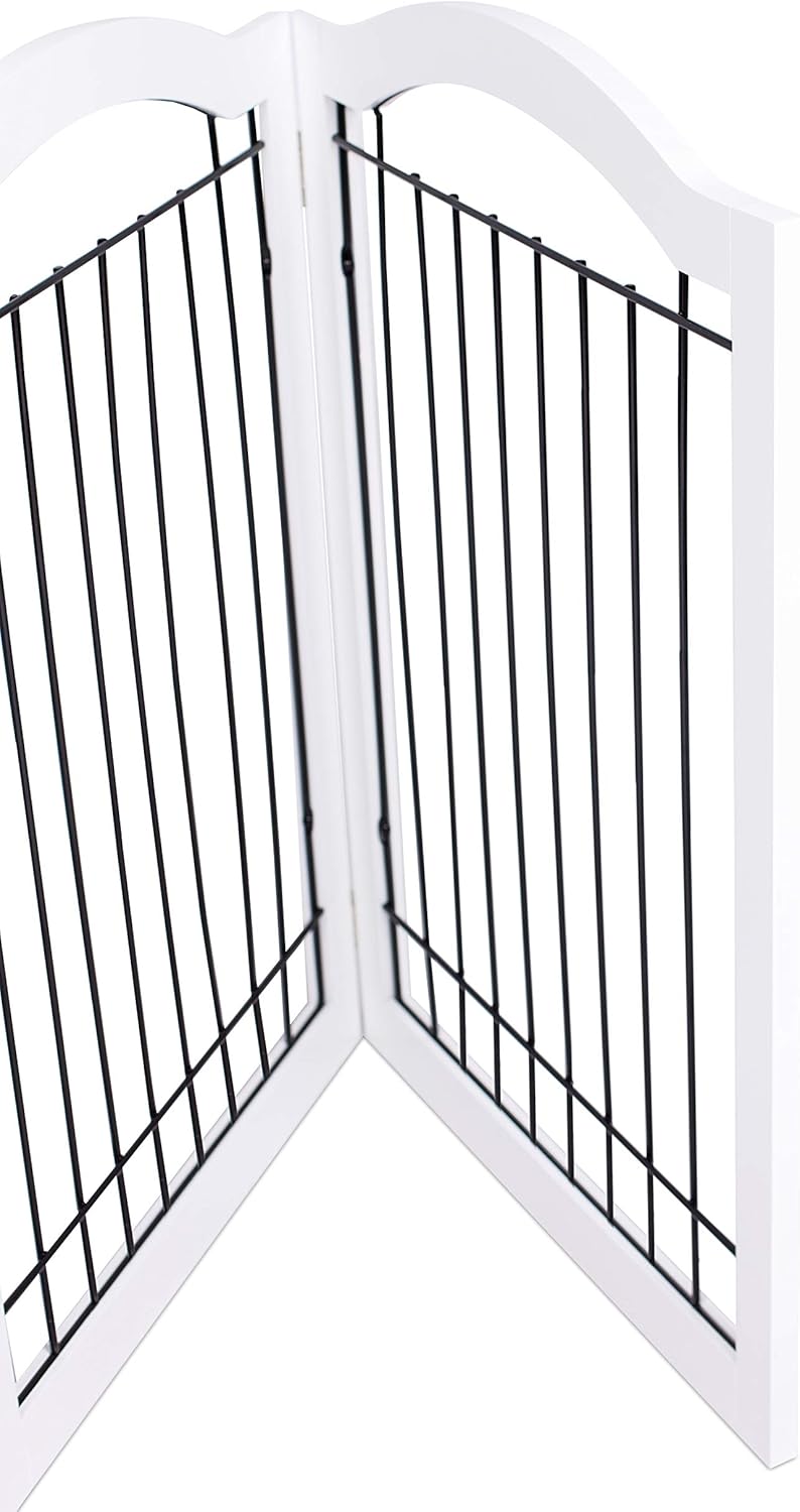 Internet's Best Wire Dog Gate with Arched Top - 4 Panel - 30" Tall - White
