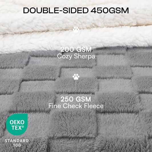 Luciphia Waterproof Dog Blanket, Leakproof Small Pet Blanket for Couch Sofa Bed Furniture Cover Protector, Washable Soft Sherpa Fleece with 3D Jacquard, Cozy Calming Reversible, Gray White, 40"x28"