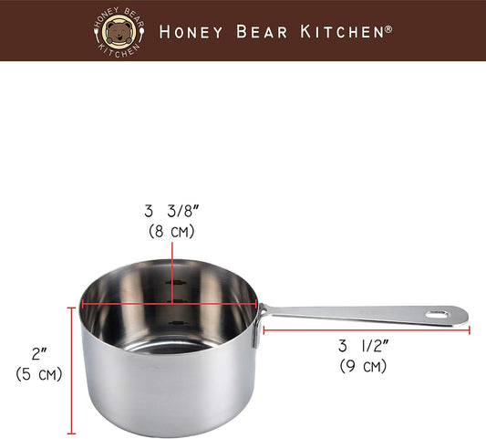 Honey Bear Kitchen 1/4 Cup 60 ml Leave-in Canister Scoops, Polished Stainless Steel (Set of 2)