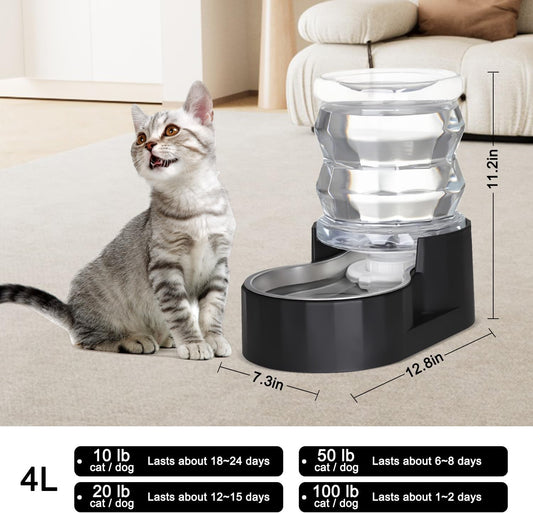 RIZZARI 8L Elevated Pet Water Dispenser – Stainless Steel Gravity Waterer with Auto-Refill Design for Medium and Large Dogs & Senior Pets -Comfortable Drinking Height for Living Rooms,Multi-Pet Homes